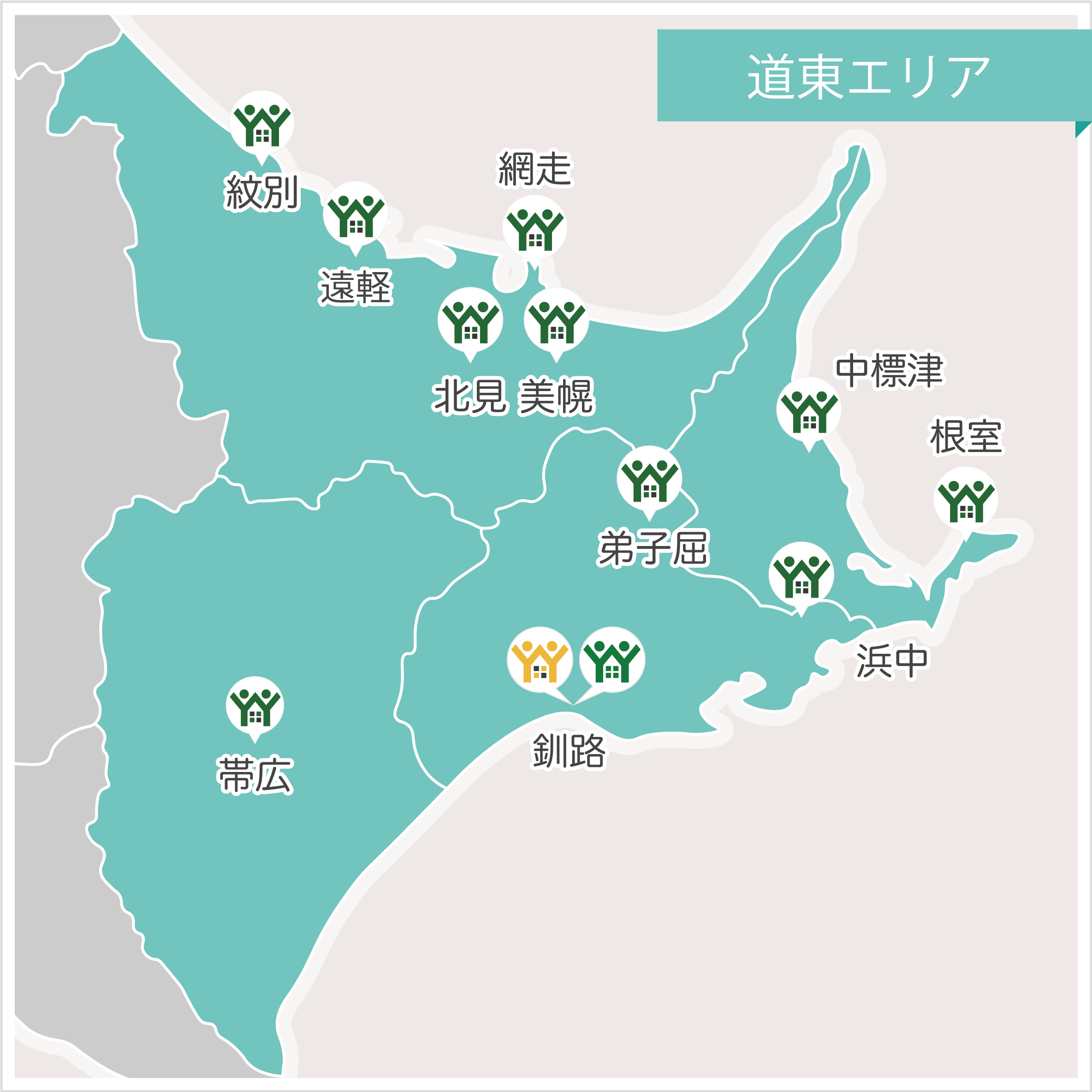 道東エリアの地図